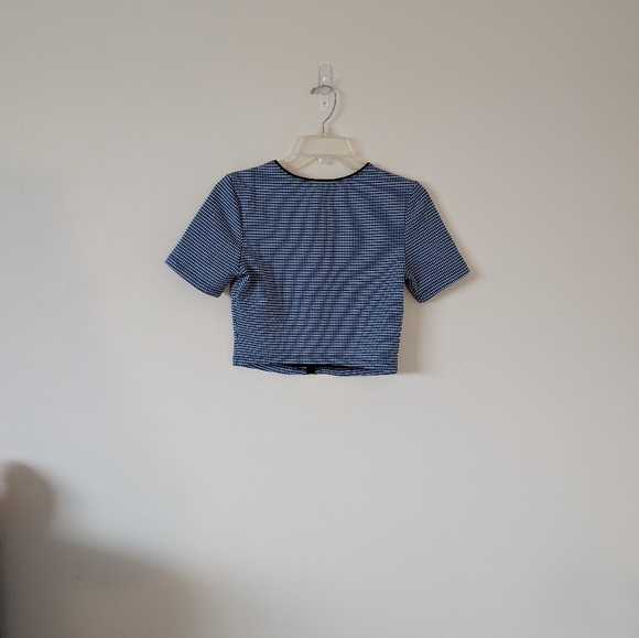Zara Cropped Black & Blue Scuba Top - Picture 3 of 3
